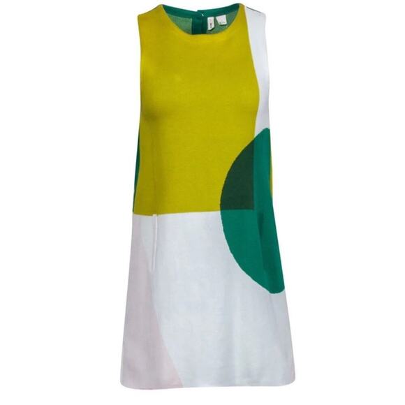 MOTH Dresses & Skirts - MOTH Anthropologie Green Yellow Retro Mod Sleeveless Colorblock Mini Dress Small